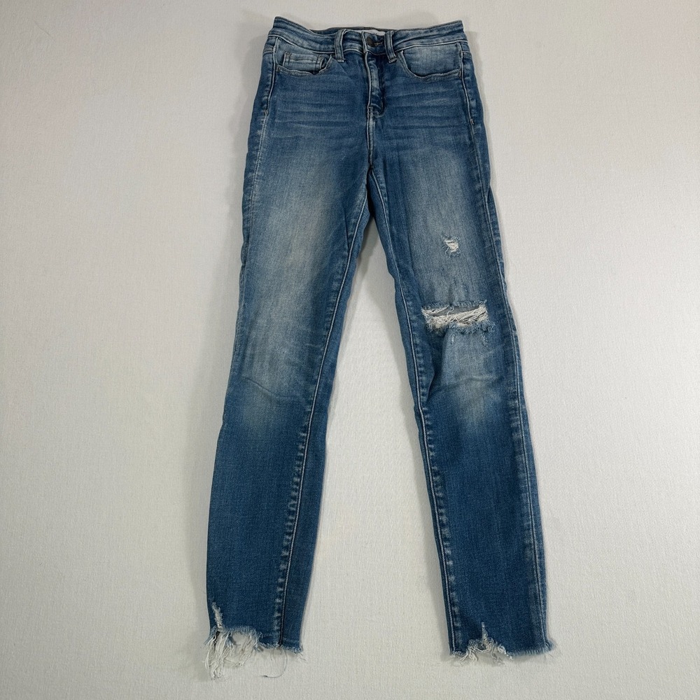 Flying Monkey High Rise Bootcut Jeans Womens 24 Medium Wash Distressed
